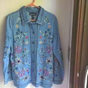 Denim & Co Embroidered Demin Shirt